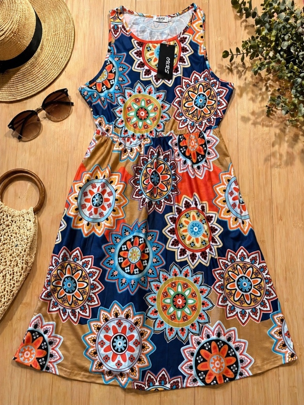 Boutique Boho Summer Sundress Dress l Mandala NWT